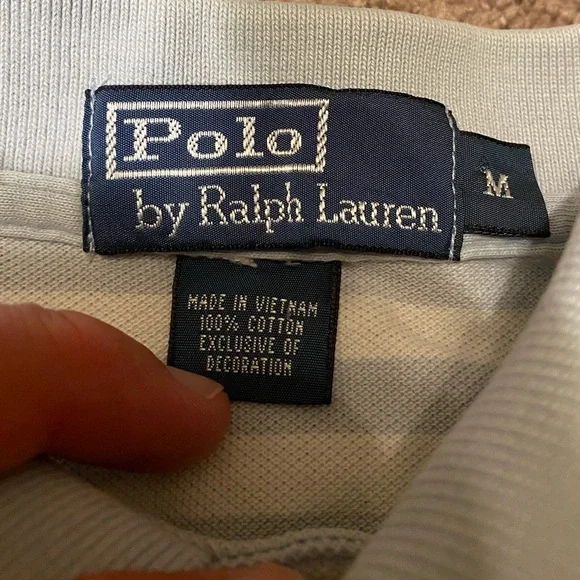 Polo Ralph Lauren Cotton Polo Adult Mens Size Medium Striped Work School Shirt - Picture 4 of 9